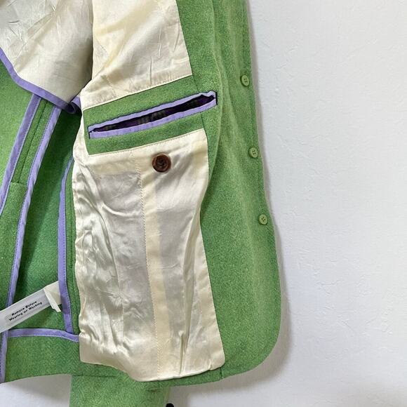 J Crew Robert Noble Scotland Wool Blazer Size 4 Green Academia Goblincore FLAW - Picture 6 of 11